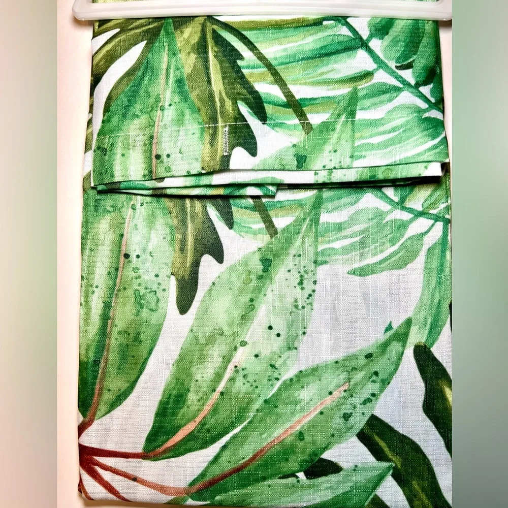 Tropical Green Palm Leaves Fabric Shower Curtain